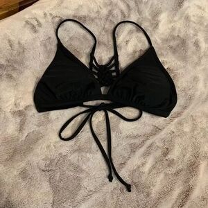 Xhilaration Bikini Top Womens Small Black Braided Back‎ Tie Swimsuit Triangle